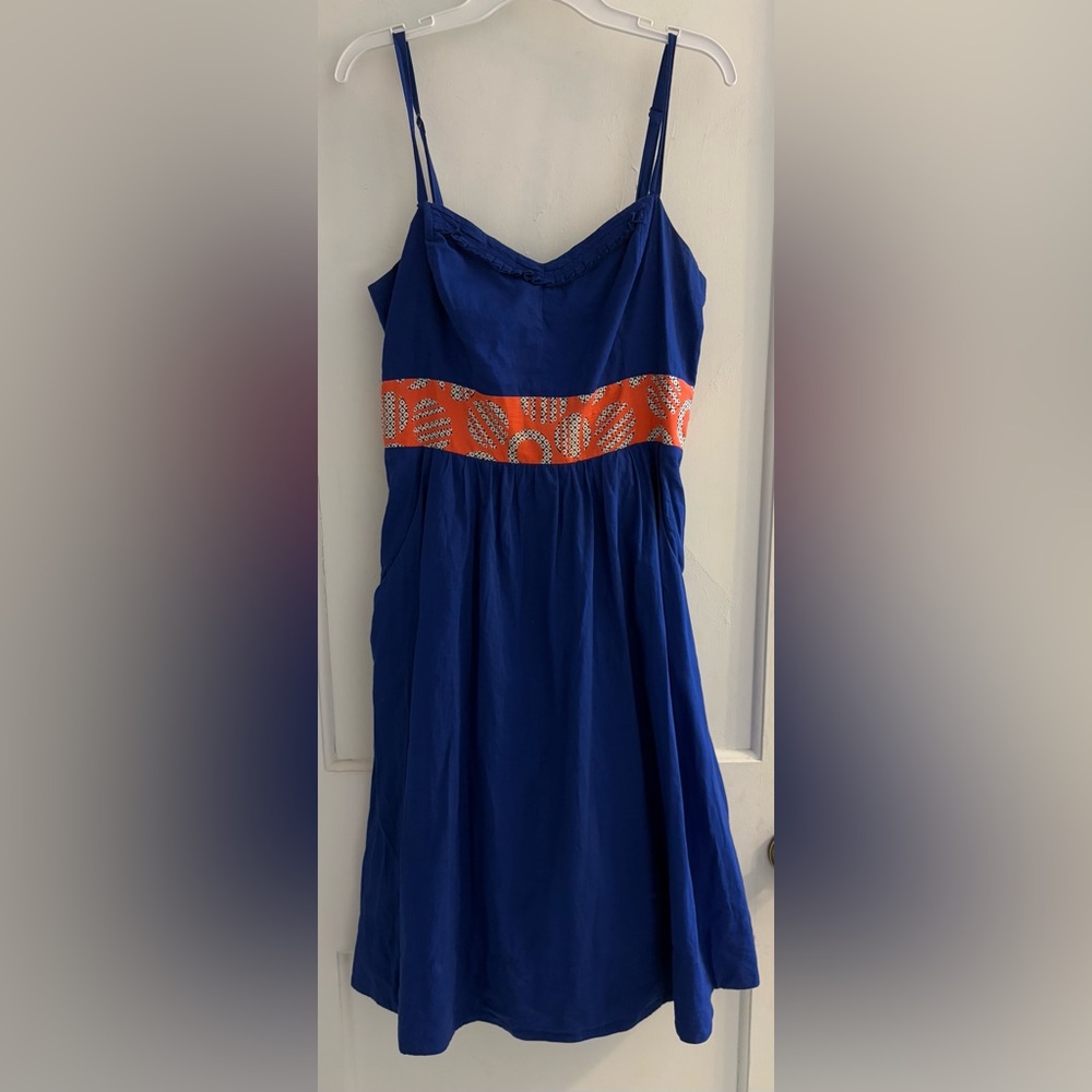 Anthropologie EDME & ESYLLTE Graphical Dress Orange Silk Back bow - Size 8